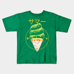 Green Tea Matcha Kawaii Ice cream Kids T-Shirt